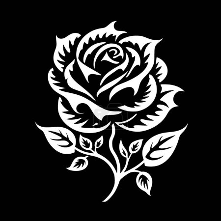 Ilustración de Rose - icono aislado en blanco y negro - ilustración vectorial - Imagen libre de derechos