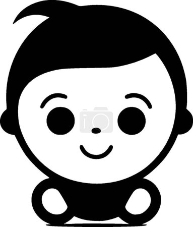 Baby - black and white vector illustration