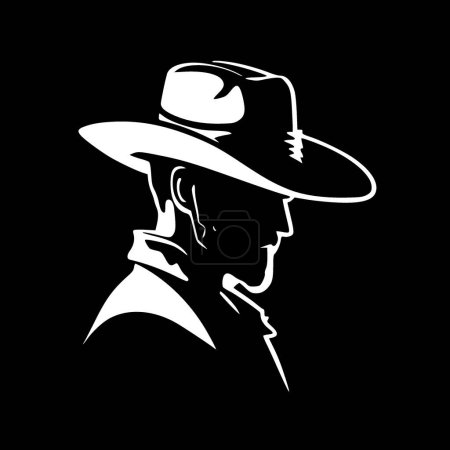 Cowboy - black and white vector illustration