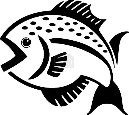 Fisch - schwarz-weißes Icon - Vektorillustration