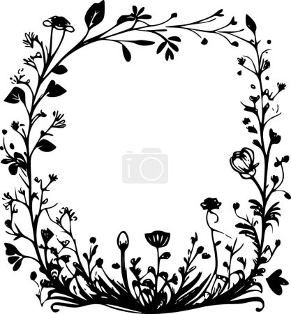 Floral border - minimalist and simple silhouette - vector illustration