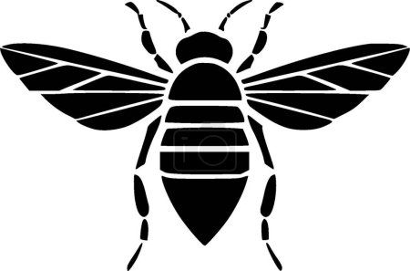 Fly - black and white vector illustration