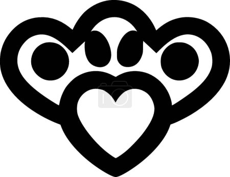 Ilustración de Corazones - icono aislado en blanco y negro - ilustración vectorial - Imagen libre de derechos