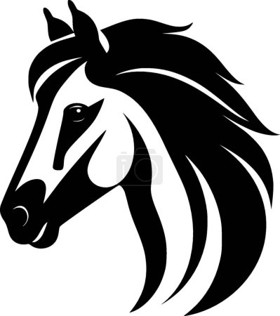 Ilustración de Caballo - icono aislado en blanco y negro - ilustración vectorial - Imagen libre de derechos