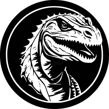 Dragon Komodo - illustration vectorielle en noir et blanc