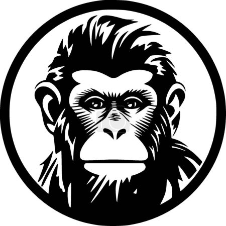 Mono - icono aislado en blanco y negro - ilustración vectorial
