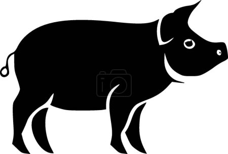 Cerdo - icono aislado en blanco y negro - ilustración vectorial