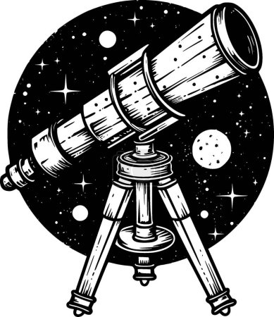 Telescope - minimalist and flat logo - vector illustration