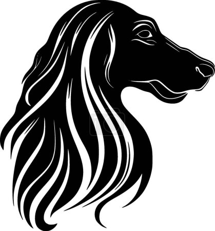 Afghan hound - black and white vector illustration