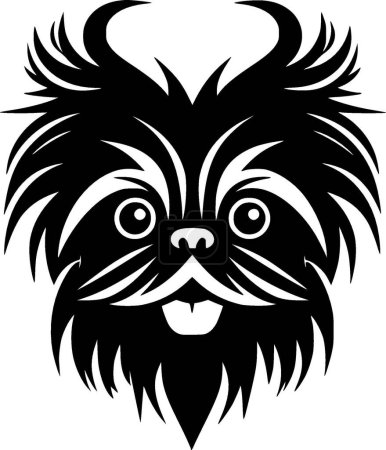 Affenpinscher - black and white isolated icon - vector illustration