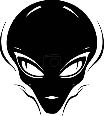 Alien - icône isolée en noir et blanc - illustration vectorielle