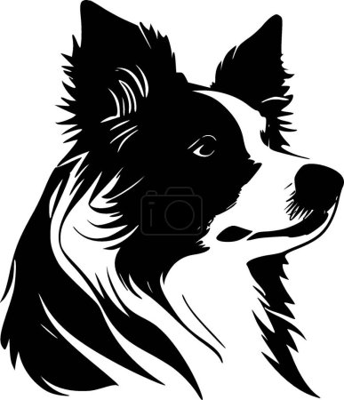 Border collie - black and white vector illustration
