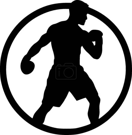 Boxing - black and white vector illustration