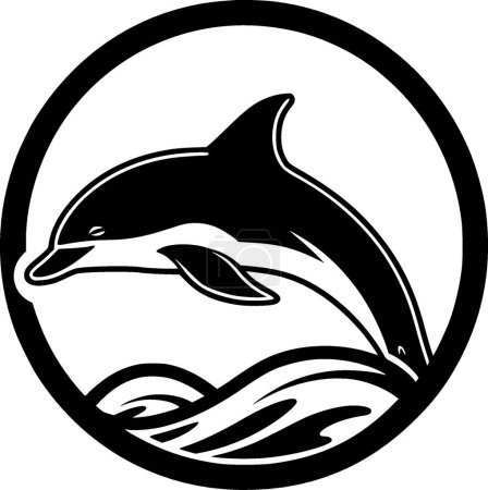 Illustration for Dolphin - black and white isolated icon - vector illustration - Royalty Free Image