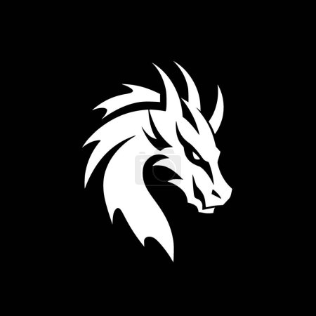 Illustration for Dragon - black and white isolated icon - vector illustration - Royalty Free Image