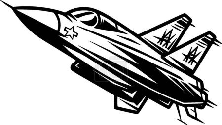 Jet de chasse - illustration vectorielle en noir et blanc