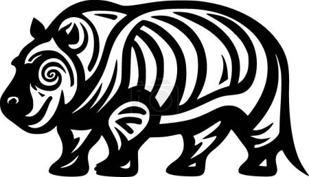 Nilpferd - schwarz-weiße Vektorillustration