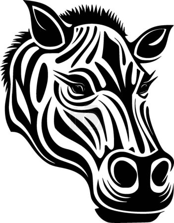 Hipopótamo - icono aislado en blanco y negro - ilustración vectorial