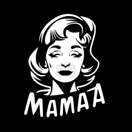 Téléchargez les illustrations : Mama - icône isolée en noir et blanc - illustration vectorielle - en licence libre de droit
