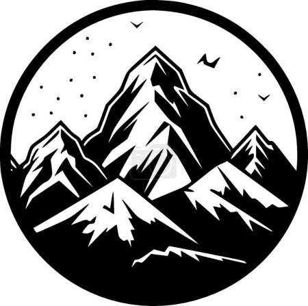 Mountain - black and white isolated icon - vector illustration