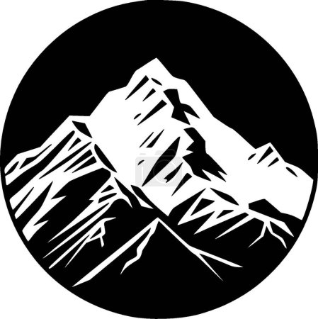 Mountain range - black and white vector illustration
