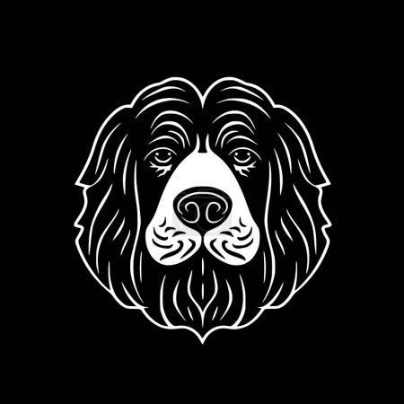 Poodle dog - black and white vector illustration