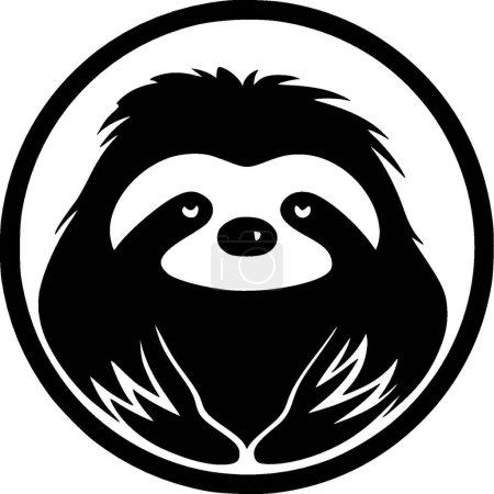 Sloth - black and white isolated icon - vector illustration