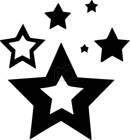 Stars - black and white vector illustration