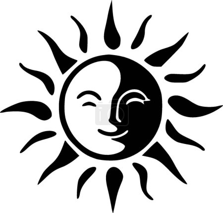 Téléchargez les illustrations : Soleil - logo minimaliste et plat - illustration vectorielle - en licence libre de droit