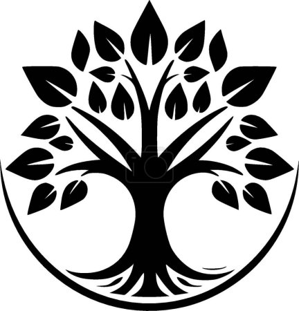 Illustration for Tree - black and white isolated icon - vector illustration - Royalty Free Image