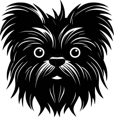 Affenpinscher - icône isolée en noir et blanc - illustration vectorielle