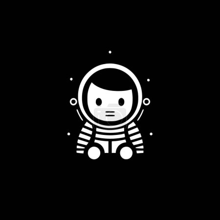 Ilustración de Astronauta - ilustración vectorial en blanco y negro - Imagen libre de derechos