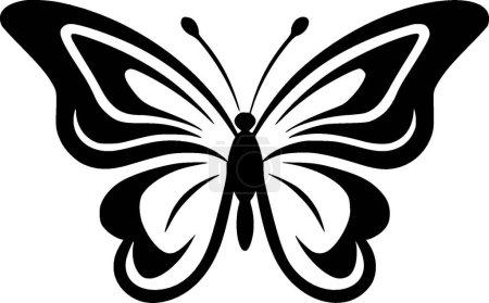 Butterfly - black and white vector illustration