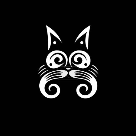 Katze - schwarz-weißes Icon - Vektorillustration
