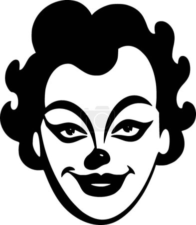 Clown - black and white vector illustration