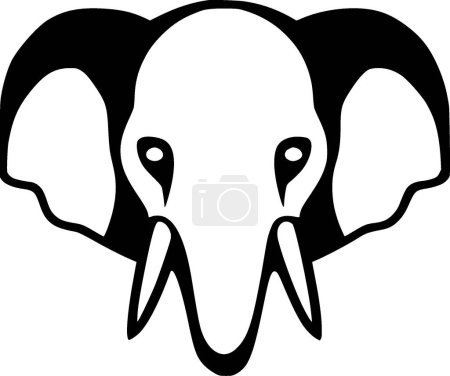Téléchargez les illustrations : Eléphant - illustration vectorielle en noir et blanc - en licence libre de droit