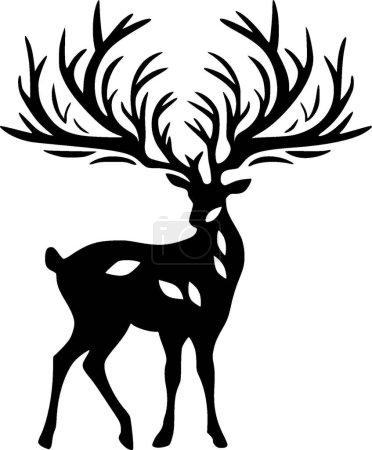 Elk - black and white vector illustration