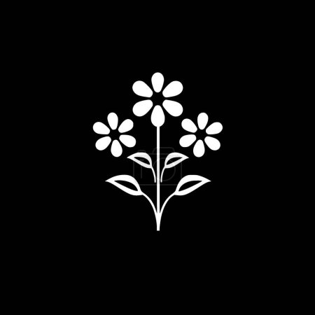 Ilustración de Flores - icono aislado en blanco y negro - ilustración vectorial - Imagen libre de derechos