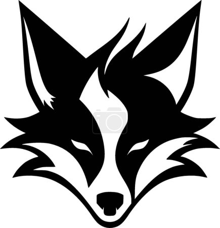 Fox - illustration vectorielle en noir et blanc
