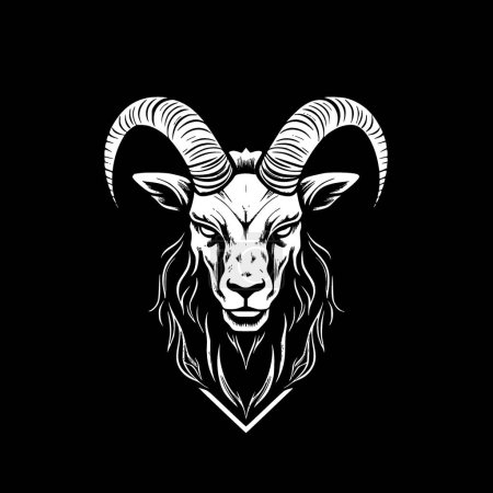 Illustration for Goat - black and white isolated icon - vector illustration - Royalty Free Image