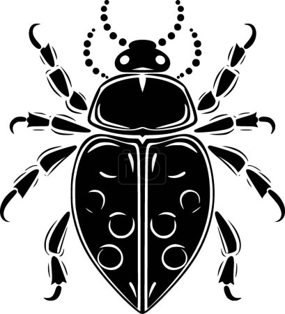 Ladybug - black and white vector illustration