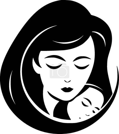 Illustration for Mom - black and white vector illustration - Royalty Free Image