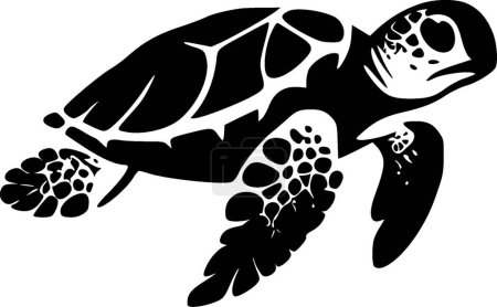 Meeresschildkröte - schwarz-weiße Vektorillustration