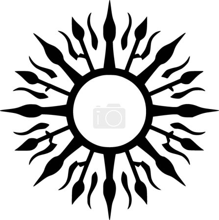 Téléchargez les illustrations : Soleil - icône isolée en noir et blanc - illustration vectorielle - en licence libre de droit