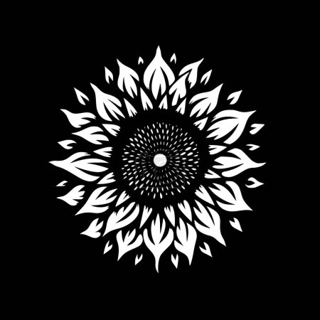 Ilustración de Girasol - ilustración vectorial en blanco y negro - Imagen libre de derechos