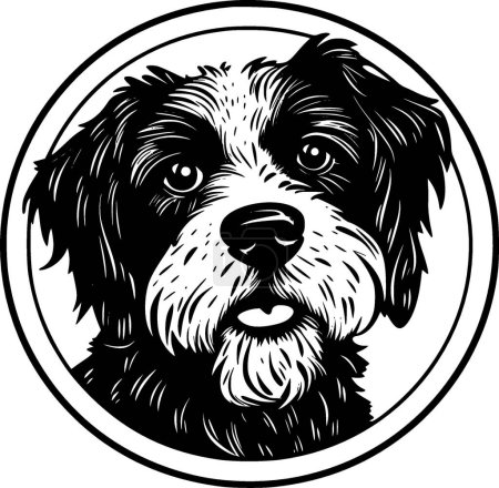 Illustration for Terrier dog - black and white vector illustration - Royalty Free Image