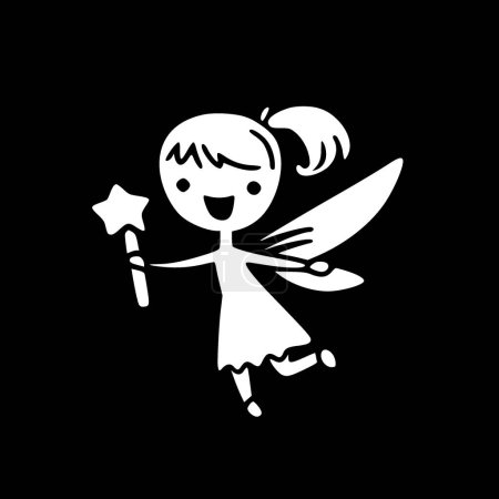 Tooth fairy - black and white vector illustration