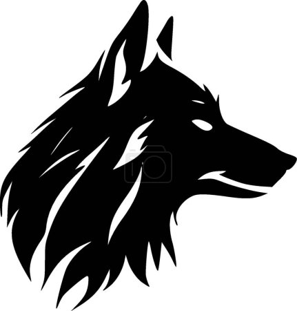 Lobo - icono aislado en blanco y negro - ilustración vectorial