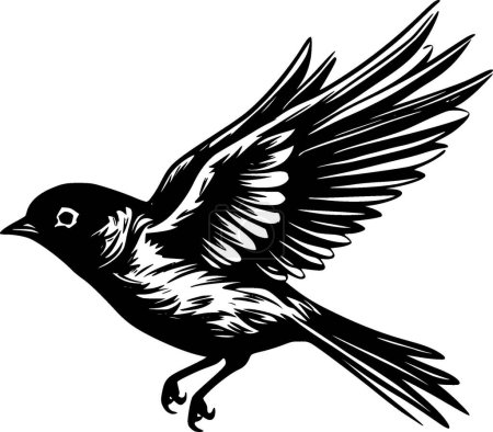 Oiseau - icône isolée en noir et blanc - illustration vectorielle