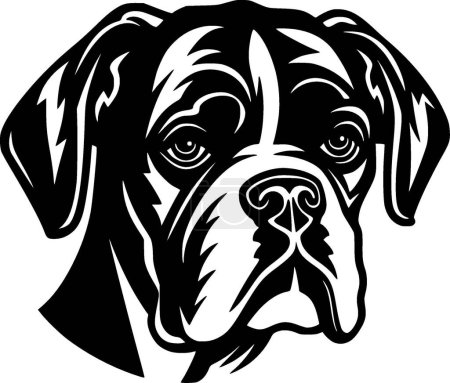 Illustration for Boxer dog - black and white isolated icon - vector illustration - Royalty Free Image